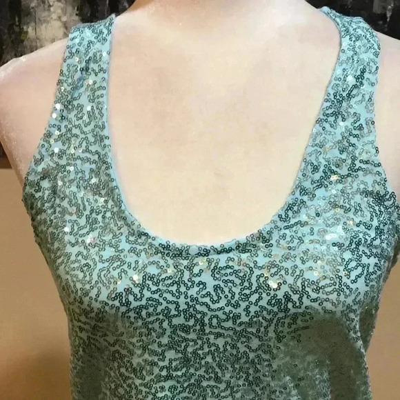 NWT DKNY Powder Blue Sequin Racerback Tank - S - Picture 5 of 7